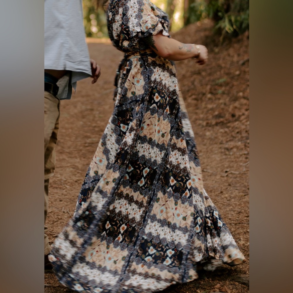 Abel the Label Short Sleeve V-Neck Flowy Maxi Dress